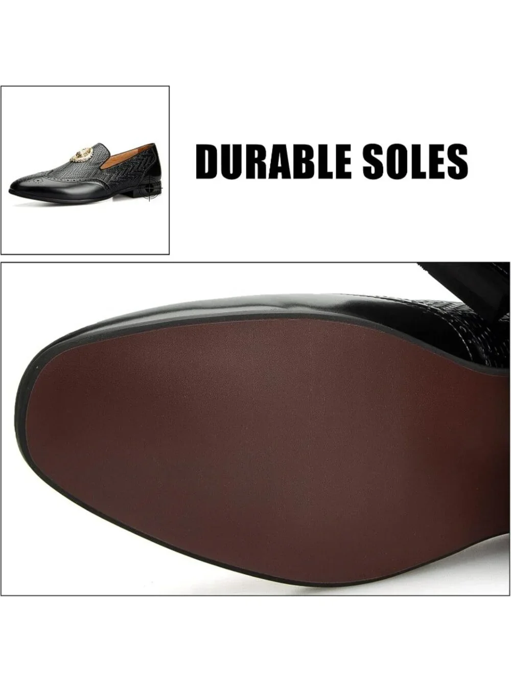 JITAI Men's Black01 Rubber Loafer Metal Lion Head Buckle Comfortable Party Shoes